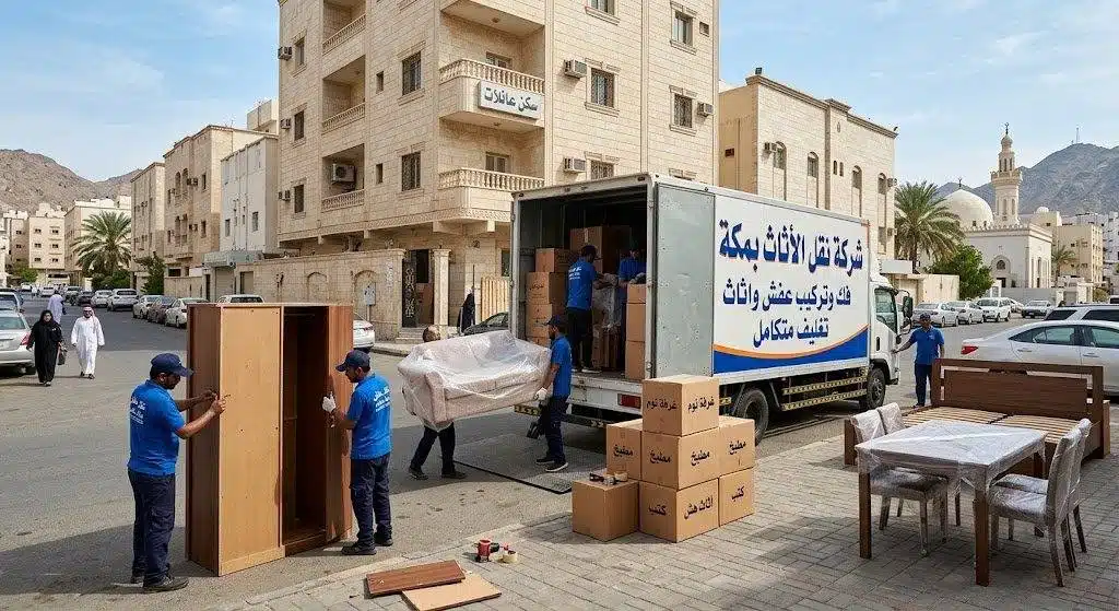 فريق نقل العفش أثناء الفك والتغليف بمكة المكرمة